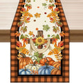 Pumpkin Cross Buffalo Plaid Fall Table Runner Thanksgiving-jesus 13x72 Inch