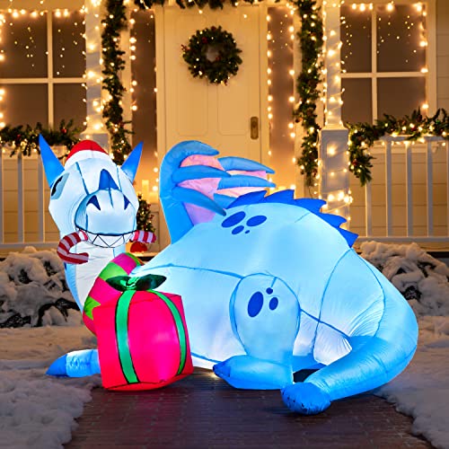 6FT Christmas Inflatable Dragon Outdoor Decoration with LEDs Yard Garden