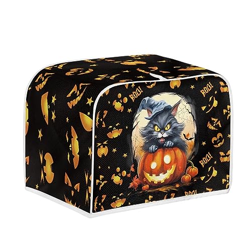 Toaster Cover 4 Slice Ghost Pumpkin Cat Dustproof Kitchen Appliance Protector - Halloween Decor