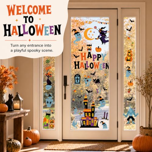 Halloween Window Cling Stickers - 9 Sheets Halloween Decorations - Actilize