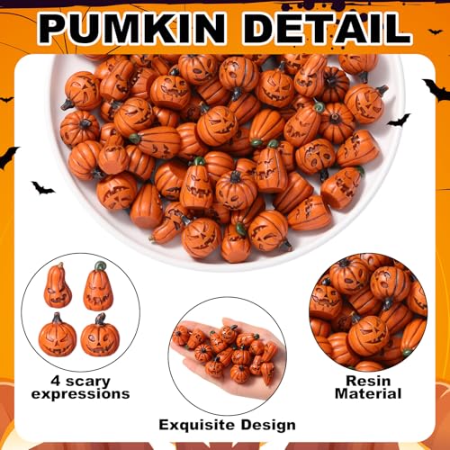 20 Pcs Halloween Miniature Pumpkin Figurines - Fake Decorative Mini Pumpkins