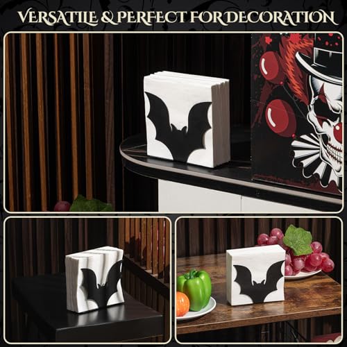 Gothic Bat Napkin Holder - Metal Table Tissue Dispenser for Home & Dining