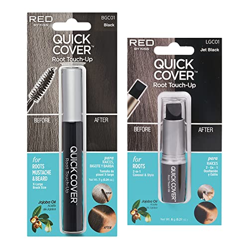 Red by Kiss Gray Hair Touch Up Set - Brush & Stick Type, Water-Resistant