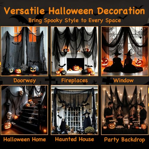 Halloween Creepy Cloth Black 85x197in - Spooky Holiday Decorations