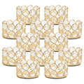 Gold Crystal Tea Light Candle Holders Pack of 12 for Wedding & Event Decor - Handmade K9 Crystal Beads - Elegant Home & Party Centerpiece - Gold / 12