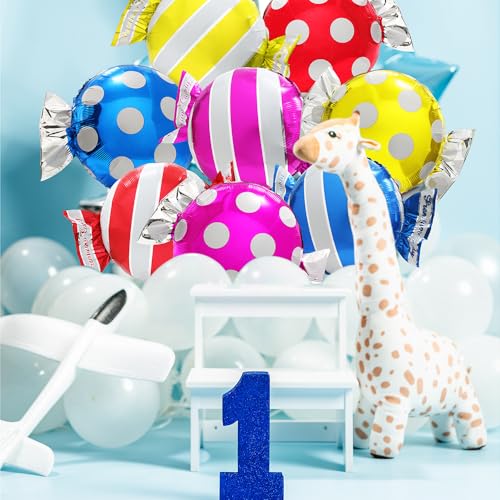 Red Candy Shape Foil Balloons Pack for Birthday Party Decorations - 8 Pack