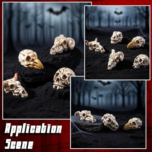 Resin Animal Skull Figurines Set - 50 Miniatures for Home & Office Decor