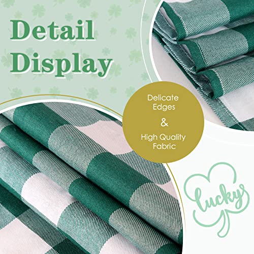 Green and White Plaid Easter Tablecloth - 120x56 Inches Rectangular St. Patrick's Day Decor