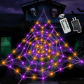 Outdoor Halloween Spider Web Decorations with 260 LED Lights, Waterproof, 16.4 ft Large Web with Spider & Stakes
