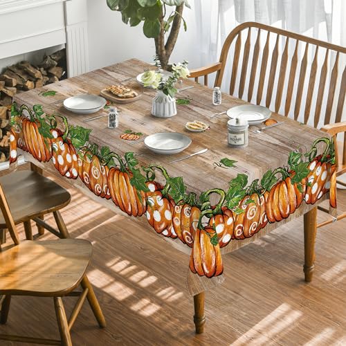 Horaldaily Fall Tablecloth 60 x 140 Inch Rectangular Brown Thanksgiving Decor