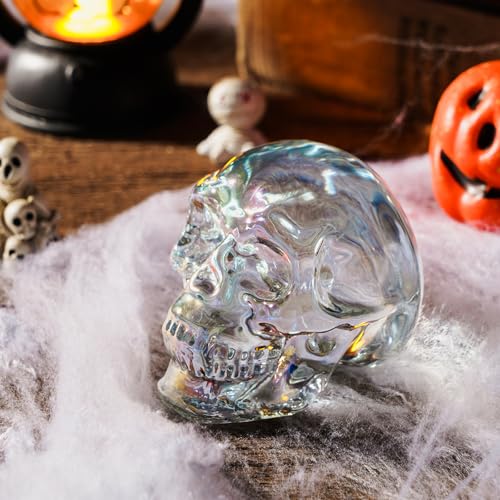 Clear Crystal Skull Ornament - Hand-Carved Healing Stone for Meditation & Spiritual Decor - Unique Gift