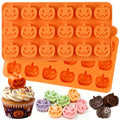 Halloween Pumpkin Mold 2 Pack Small Silicone Chocolate Gummy Candy Molds - Ghost Face Design
