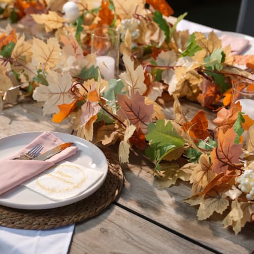 Fall Leaf Garland with Lights 23.6Ft Autumn Decorations for Thanksgiving Halloween