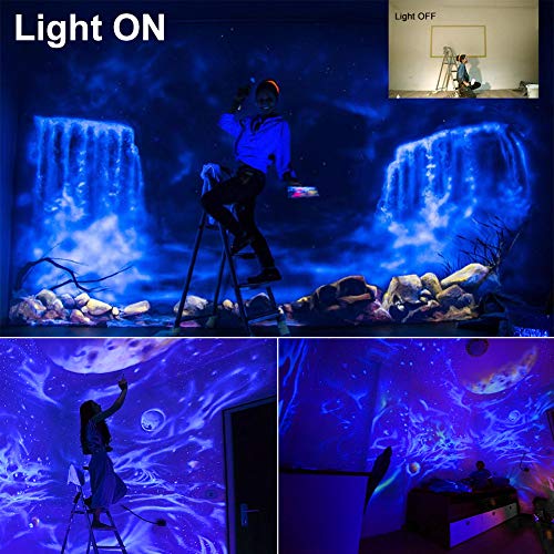 Black UV LED Party Lights 2 Pack, 50W Ultraviolet Fluorescent Lamp for Halloween and Disco