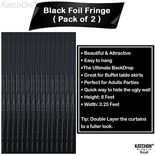 Black & Purple Foil Fringe Curtains Pack of 4 - Party Backdrops & Decorations