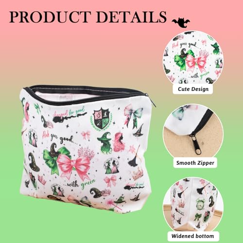 Witch Makeup Bag Set with Mirror - Elphaba and Glinda Themed Cosmetic Organizer for Women