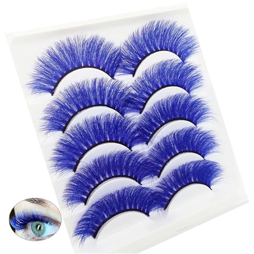 Colorful Blue False Eyelashes for Makeup & Costume - Dark Blue (MQ304-Dark Blue)