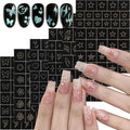 Black Airbrush Stencil Nail Art Stickers - 6 Sheets, 190 Patterns