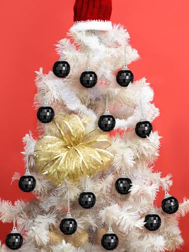 Mini Disco Balls Hanging Ornaments - Black, 24 Pack, 1.57 Inch