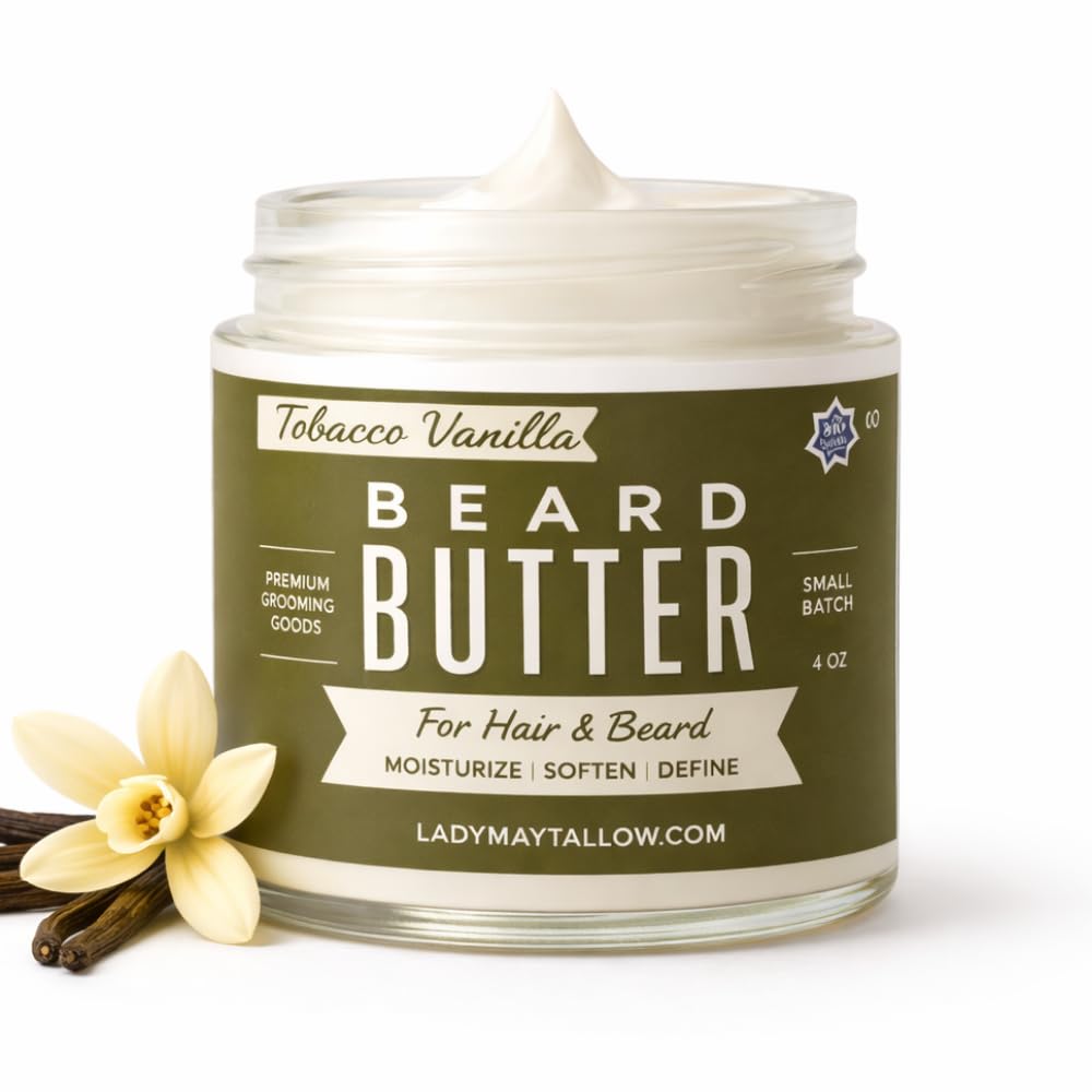 Tallow Man Tobacco Vanilla Beard & Body Butter - Grass-Fed Tallow | 9oz Men's Grooming Essential