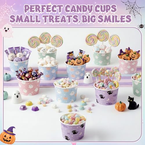 48 Pack Halloween Disposable Paper Snack Cups - Ghost Variation