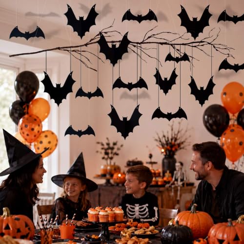 Halloween Bat Hanging Decorations Set - Spooky Ceiling Decor for Indoor Parties