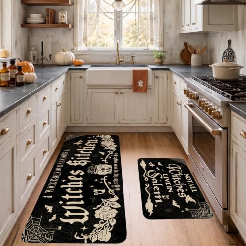 Halloween Witches Kitchen Mat Set of 2 - Non Slip Washable Decor Rugs