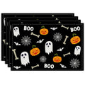Halloween Pumpkin Placemats Set of 4 - Fall Table Decor 12x18 Inch - Halloween Decor Variation