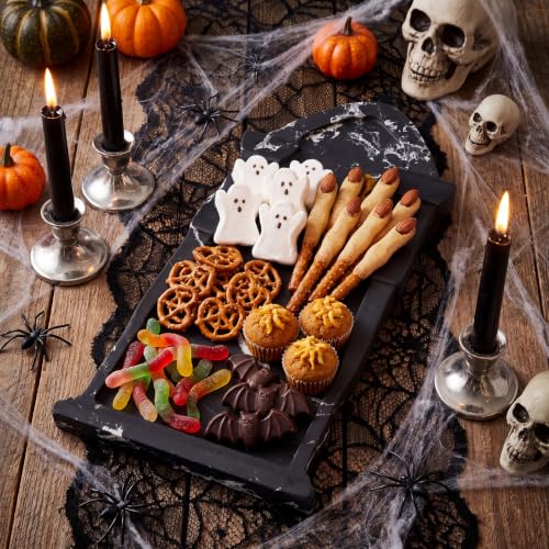 Halloween Coffin Marble Charcuterie Board Black Tombstone Serving Tray - Coffin Box Variation