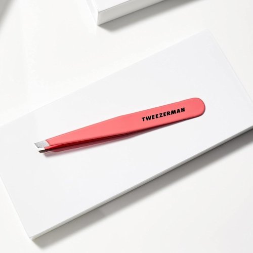 Tweezerman Stainless Steel Slant Tweezer - Eyebrow Tweezers for Women and Men (Geranium)