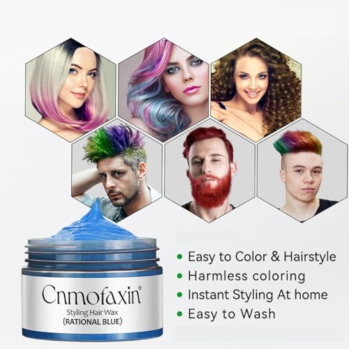 Purple Temporary Hair Color Wax - 4.23 oz, Easy Water-Based Styling