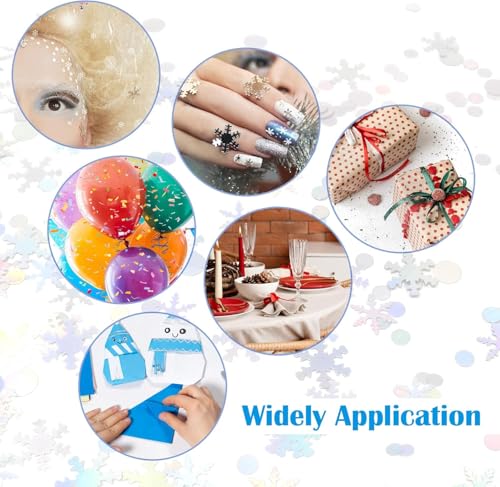 Snowflake Confetti - 1500pcs Silver Laser Snowflakes for Winter Wedding Birthday Party