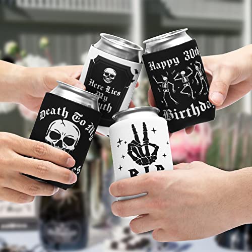 Gothic 30th Birthday Can Coolers 12-Pack Skull Design Insulated Drink Holders