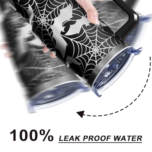 Halloween Spider Web Bats 40 oz Tumbler with Lid Handle & Straw - Variation of THIS listing