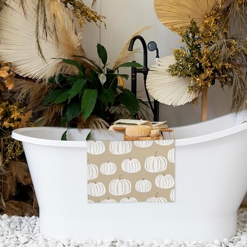 Pumpkin Fall Hand Towels for Bathroom & Kitchen - 16x24 Inch Autumn Decor - Variation: Pumpkin