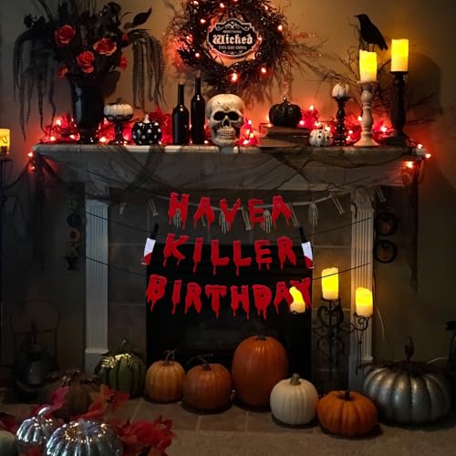 Halloween Birthday Banner Horror Movie Decorations - Scary Party Decor