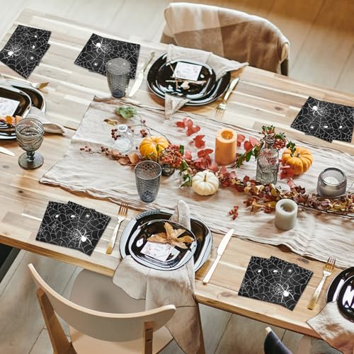 Halloween Spider Web Paper Napkins Pack of 50 - Spooky Party Disposable Tableware