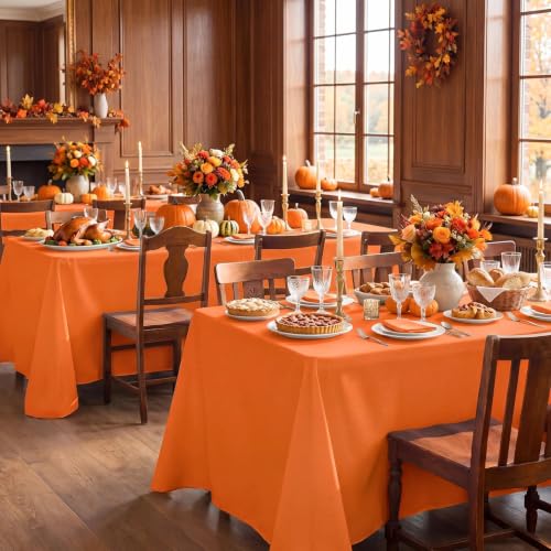 Halloween Waterproof Rectangle Tablecloth - 60x84 Inch Orange Washable Polyester for Dining & Party