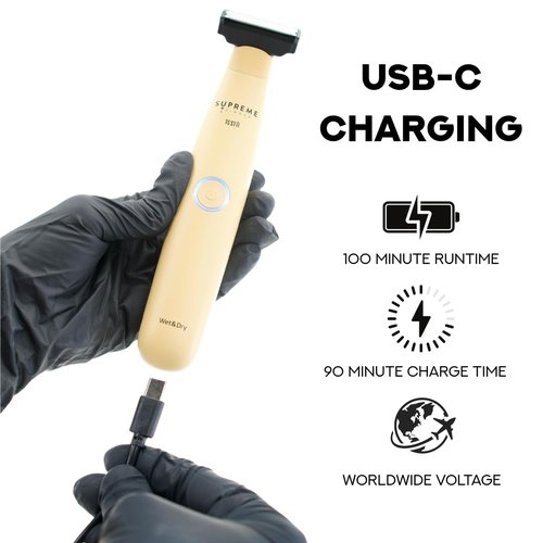 Supreme Trimmer Testii STH120 Men’s Ball Trimmer and Body Groomer, Waterproof Wet Dry Use, Skin-Safe Blade System, USB-C Fast Charging, 90 Min Runtime, Replacement Heads Available