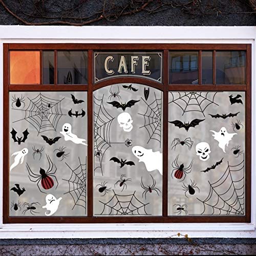 Halloween Window Clings Set for Indoor & Outdoor Decoration - Spooky Spider Design