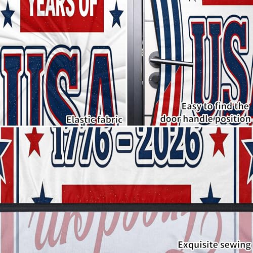 Christmas Door Cover 35x78 Inches Elastic Waterproof Front Door Protector - 250 Years Freedom Variation