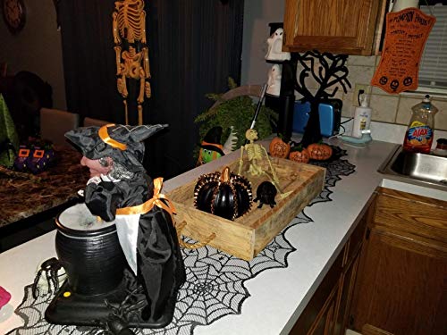 Halloween Decorations Set with Lace Web Table Runner & 3D Bats Wall Stickers - Black