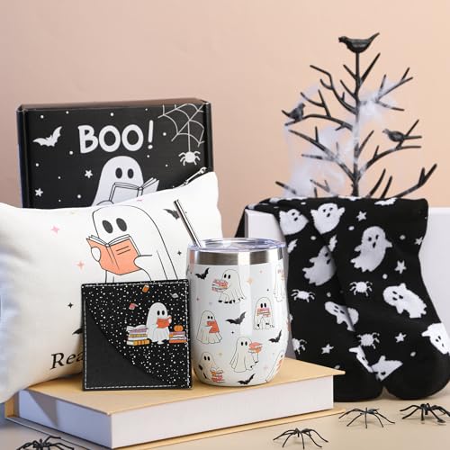 Halloween Book Lover Gift Set with Mug, Bookmark, Socks & Cosmetic Bag