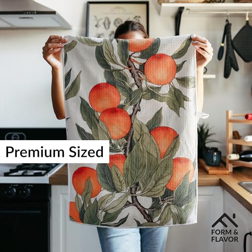 Decorative Lemon Kitchen Towels - Citrus Chic GridFibe™ 2-Pack, Super Absorbent & Quick-Dry, 18x30 Inches