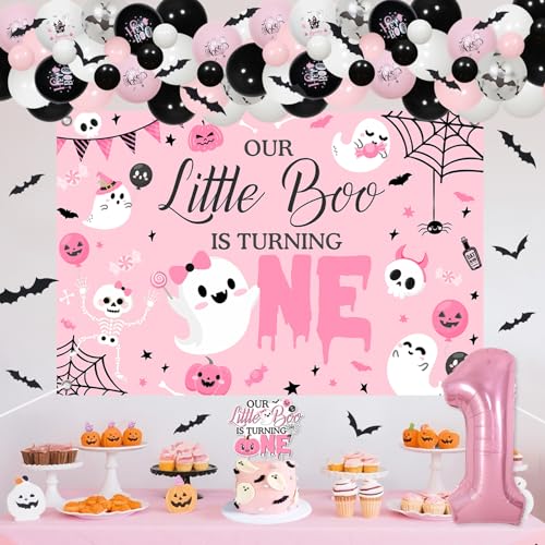 Halloween Girl Birthday Decorations Balloon Kit with Banner, Cake Topper & Wall Stickers