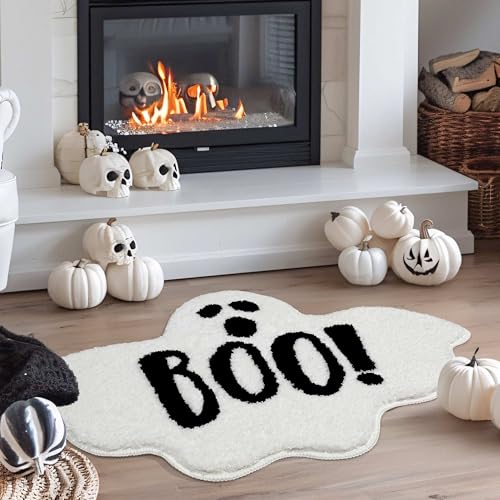 Ghost Bathroom Mat Halloween Bath Rug 20x32 Inches - White Gothic Funny Decor