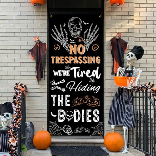 Skeleton Pumpkin Halloween Door Curtain Banner - Skeleton Pumpkin Variation 35x79 Inches