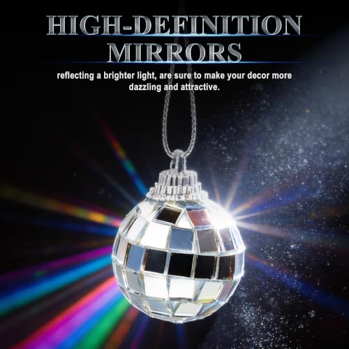 Mini Disco Balls Set with Hanging String - 200 Pieces 1.2 Inch + 5 Bonus 1.6 Inch Mirror Balls for Party Decorations