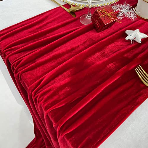 Red Velvet Table Runner 20x120 Inch Wedding Reception Decor - EHLDekol