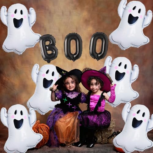 Halloween Ghost and Boo Balloons Set - 9pcs Spooky Party Decorations